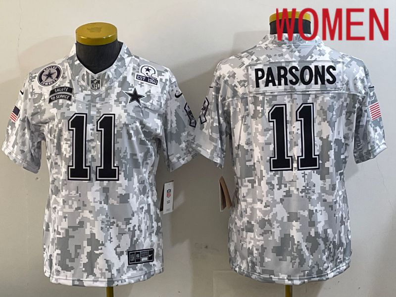 Women Dallas Cowboys #11 Parsons Nike Arctic Camo 2024 Salute to Service Limited NFL Jersey style 4->women nfl jersey->Women Jersey